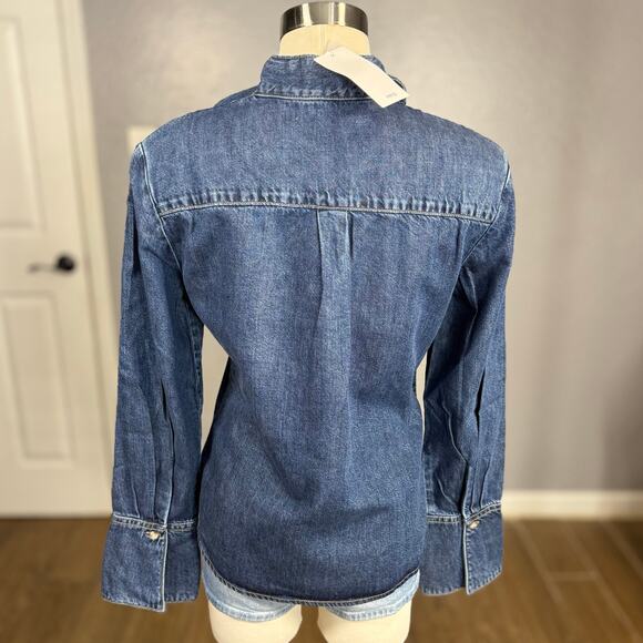 Mango Denim shirt with bow, Small - Picture 2 of 5